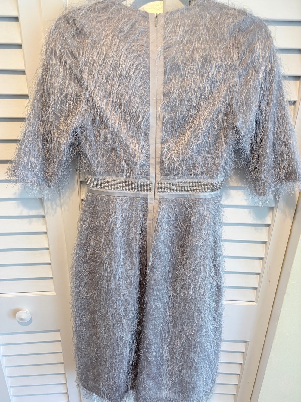 Lev Milano New York dress mother of the bride groom wedding guest, gray fringe S - Picture 12 of 12